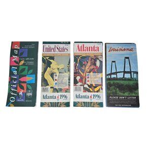 Vintage Road Map Lot 1996 Atlanta Georgia Olympics Paper Louisiana Ephemera